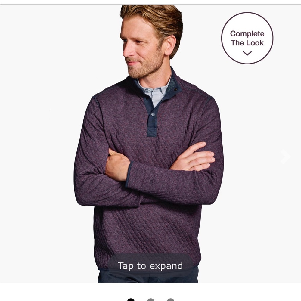Johnston & Murphy Men's Plum Quilted Crewneck Sweater